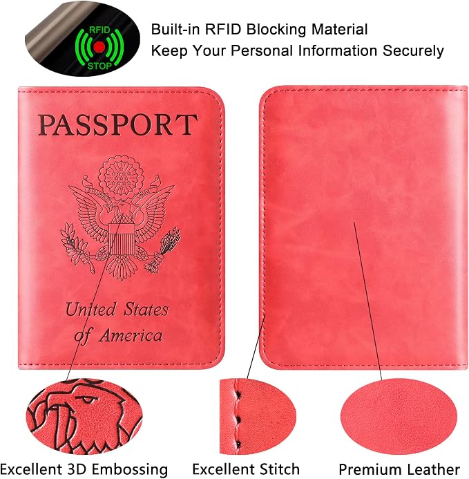 LOHASLIFE Passport Holder for Travel Essentials, Passport Cover Wallet | Leather Rfid Blocking Card Case, Travel Accessories, Vacation Luggage Must Haves, for Men Women