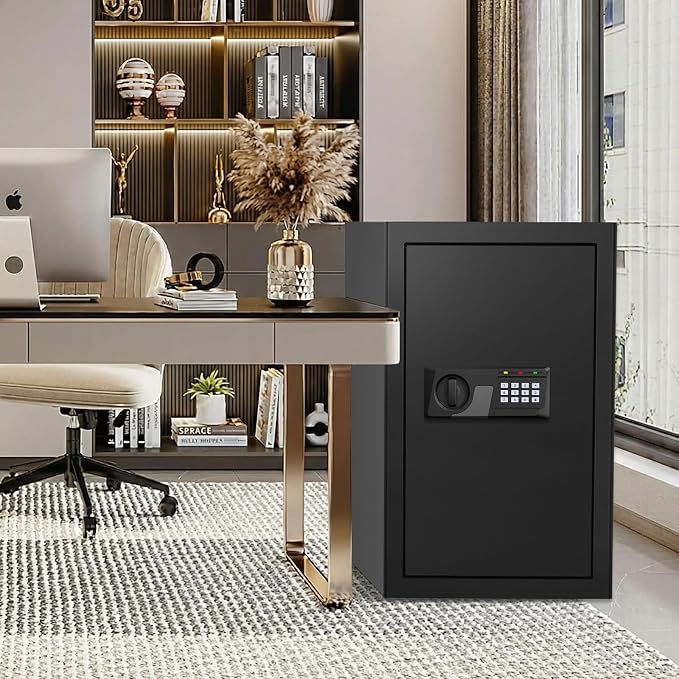 5.1 Cuft Large Home Safe, Waterproof Fireproof Safe Box for Money with Combination Lock and Spare Keys, Fire Proof Security Safe for Home Use, Fire Water Proof Safe for Documents Firearm Medicine
