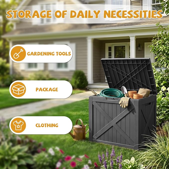 40 Gallon Package Delivery Boxes for Outside, Resin storage box with an X-shaped design, Storage Cabinet for Parcel Shipping & Storage