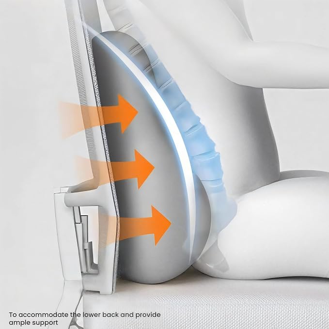 Lumbar Support Pillow Memory Foam Back Cushion for Sciatica & Lower Back Pain Relief Orthopedic Posture Corrector for Office Chair Gaming Chair Car Seat Breathable Washable Dark Gray