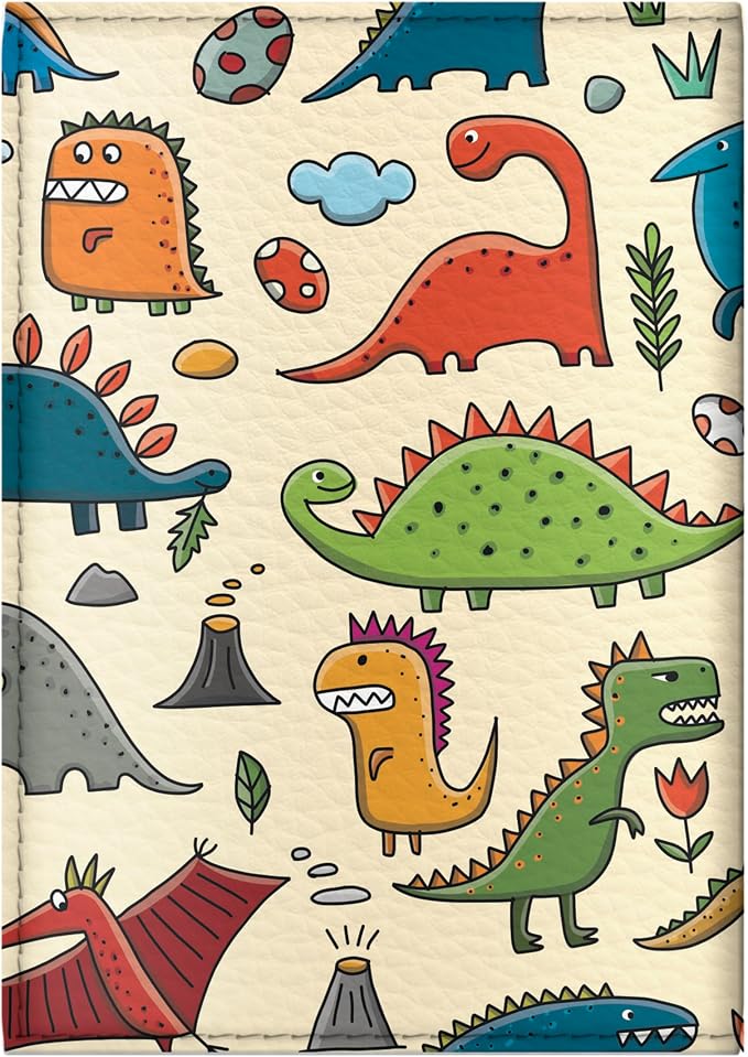 Passport Cover for Kids, Women and Men, Cute Travel Passport Holder (Dinosaur Pattern)