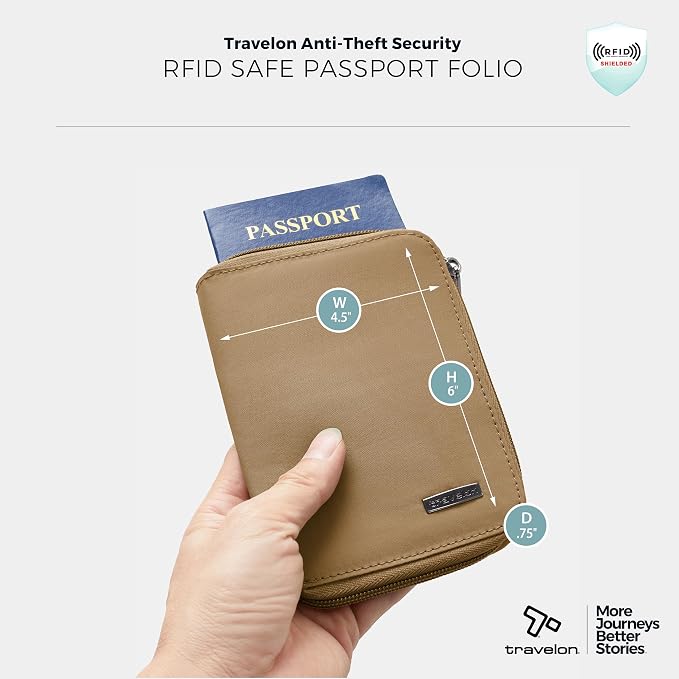 Travelon RFID Blocking Passport Zip Wallet