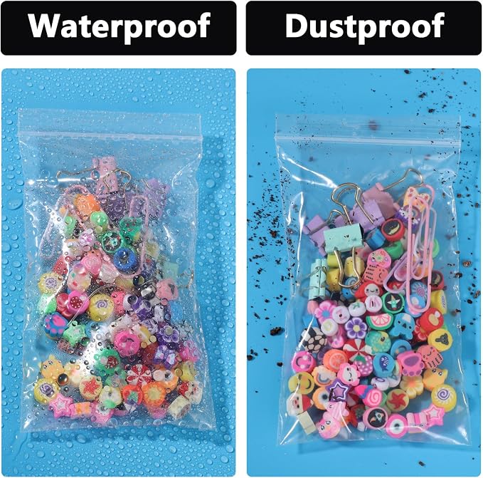 500 PCS 3" x 5" Small Plastic Bags for Jewelry Mini Clear Plastic Poly Bag 2 Mil with Resealable Lock Seal Zipper for Storage Gifts Candy Screws