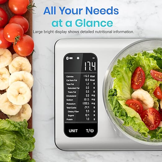 Etekcity Food Kitchen Scale with Nutritional Calculator, Smart App, 11lb | Free app with 19 nutrients tracking, calorie and macro calculator, grams and ounces, ideal for weight loss, Stainless Steel