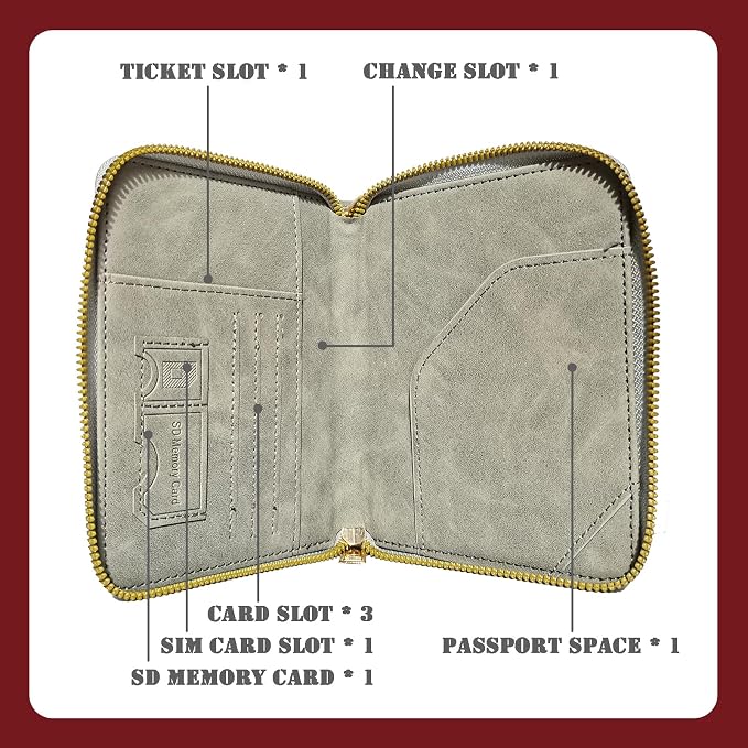 Passport Holder with Tether and Clip to Prevent Loss and Theft, Rfid Passport Holder for Travel, Passport Cover Wallet, Passport Case for Men and Women (Gray - Tether and Clip)
