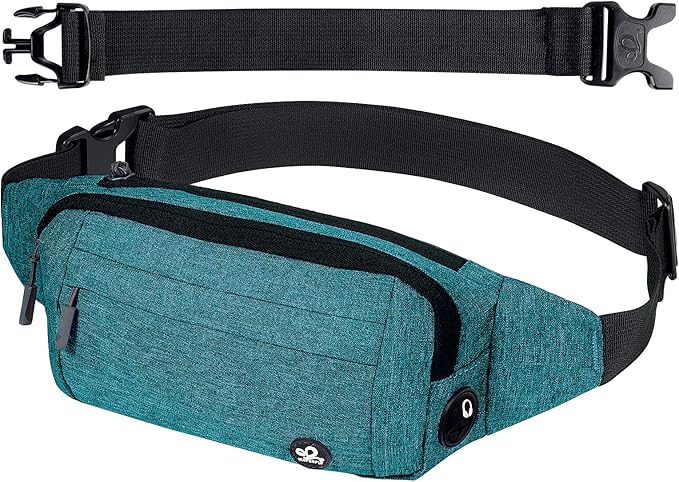 WATERFLY Small Fanny Pack Crossbody Lightweight Waist Bag for Woman Man | Adjustable extender strap, Slim compact, Water-resistant durable material, Breathable back pad, Multi-scene for travel, daily