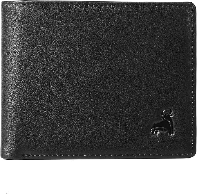Slim RFID Blocking Leather Wallet for Men, Front Pocket Bifold Wallet with Zipper Coin Pocket and 2 ID Windows, Credit Card Holder