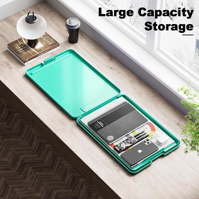 Hongri Clipboard with Storage, 8.5 x 11 Clip Board Foldable, Teal | Bottom Opening, Size 13.4 x 9.4 X 0.9 in for Nurses, Teacher, Students, Classroom, School & Office Supplies