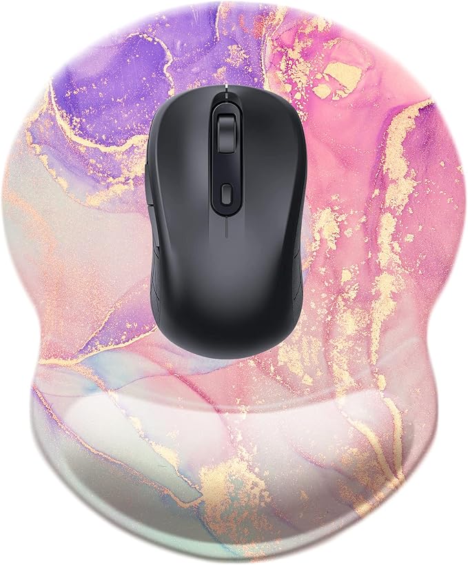 Mouse Pad with Wrist Support, Non Slip Mousepad Wrist Rest for Office, Computer, Laptop & Mac-Comfortable & Lightweight Ergonomic Support Mouse Mat(Pretty Marble-A)