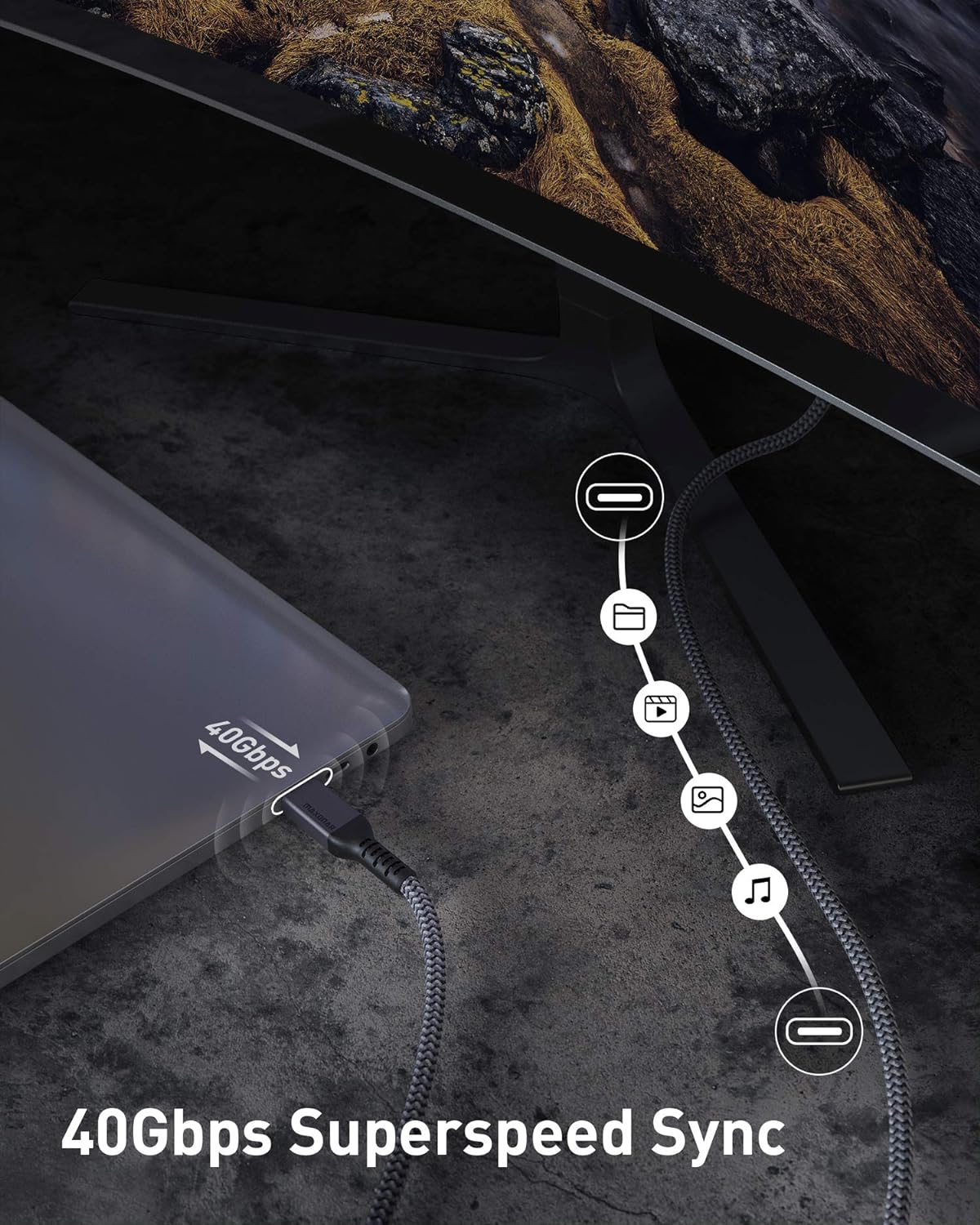 Maxonar [6Ft] Thunderbolt 4 Cable, Support 40Gbps Data Sync/240W Charging and 8K/5K@60Hz for Thunderbolt 4/3, USB4, and USB-C Devices