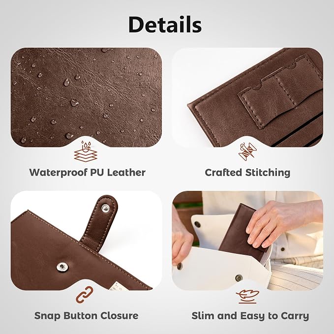 Veki Passport Holder for Travel, RFID Blocking Passport Cover, Dark Brown | Passport Wallet, RFID Blocking, PU Leather, Durable Passport Case with Card Holder, Pen Slot, Travel Essentials for Women Men