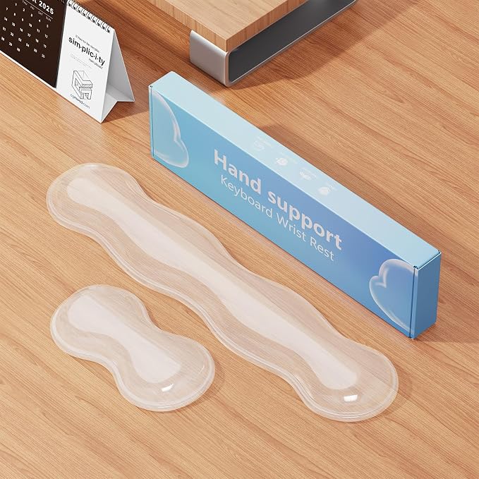 MOKURU Gel Keyboard and Mouse Wrist Rest Set, Comfort Ergonomic Wrist Support, for Wrist Pain Relief, Computer Keyboard Wrist Rest (Transparent)