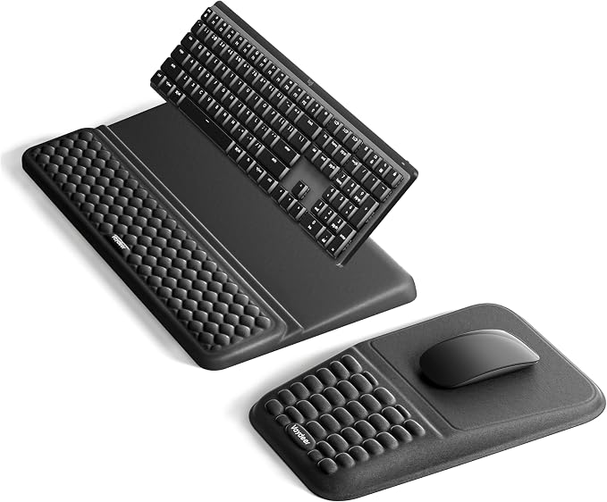 Vaydeer Keyboard Stand and Mouse Pad Set with Wrist Rest, Soft Memory Foam Wrist Support, Ergonomic Wrist Cushion for Desk, Relieves Carpal Tunnel Pain, Palm Hand Typing for Office, Home, Gaming