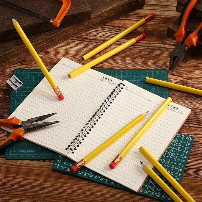 Fainne 96 Pcs Jumbo Pencil with Black Core Cedar Wooden Pencil with Eraser for Carpenters Students Teachers School Construction Woodworkers Beginners Office Workers (Yellow,Triangle)