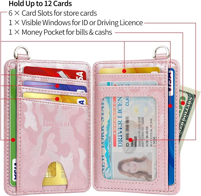 Slim Minimalist Front Pocket Wallet, RFID Blocking Credit Card Holder Wallet with Detachable D-Shackle for Men Women