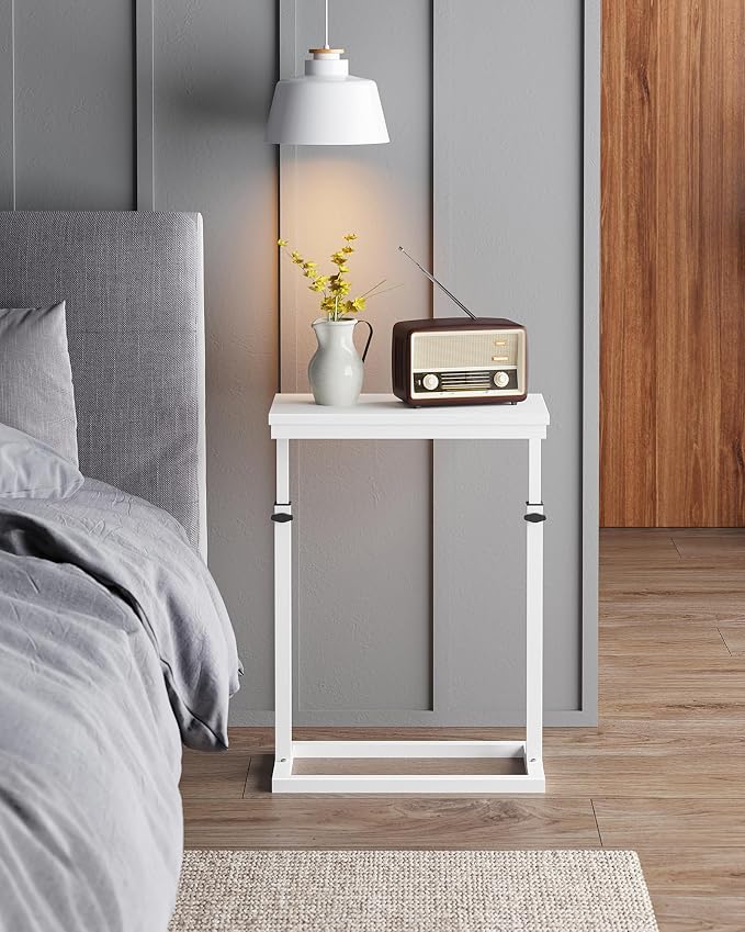 TUTOTAK End Table, Side Table, Tall Couch Table, Sofa Table, Set of 2 | for living Room, Bedroom, White TB01BW0832