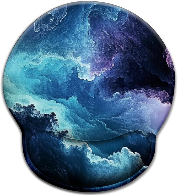 LIMKRIAN Galaxy Mouse Pad with Wrist Rest, 9.8 x 8.6 in | Ergonomic Wrist Support, Non-Slip PU Base, Pain Relief, Gaming Computer Mousepad, Cute Office Desk Accessories Decor