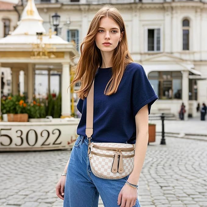 KKXIU Crossbody Bags for Women Vegan Leather Travel Bum Bag | Trendy Fanny Waist Pack | Shoulder Purse with Adjustable Strap