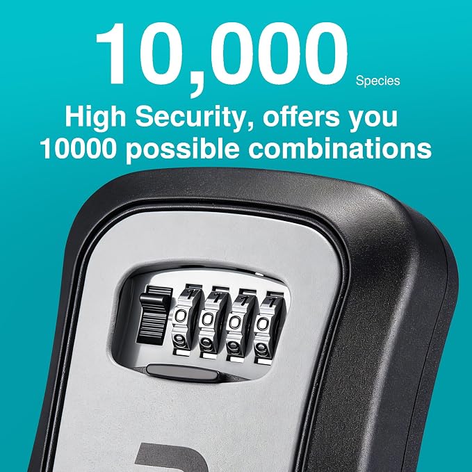 Puroma Key Lock Box Large Outdoor Code Safe Portable Safe Box Rental Home | Outside, Portable, Wall Mount, Doorknob, Resettable, Combination, Weatherproof, High-capacity, Hold 5 Keys, for Guest Realtor