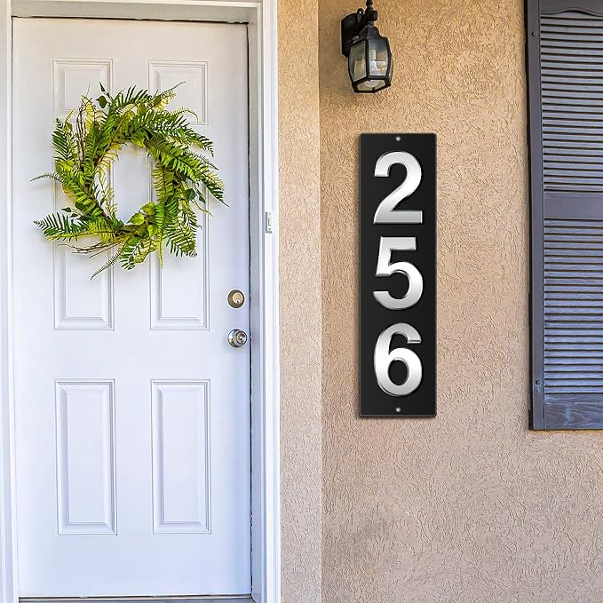 House Address Plaques Metal Address Sign Outside House Number Mailbox Number Sign for House Home Hotel Office Garden Decorative Wall Plaque(11.8 inch,Simple Style)
