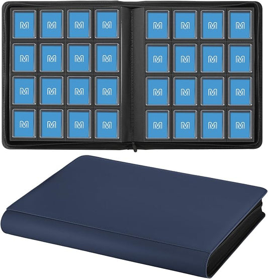16 Pocket Toploader Binder,Holds 640 TopLoaders,Top Loader Binder for 3" x 4"Rigid Cards,Sleeves Card Collection Binder,20 Double Sided Pages,Compatible with Trading & Sports Holder (16Dark Blue)