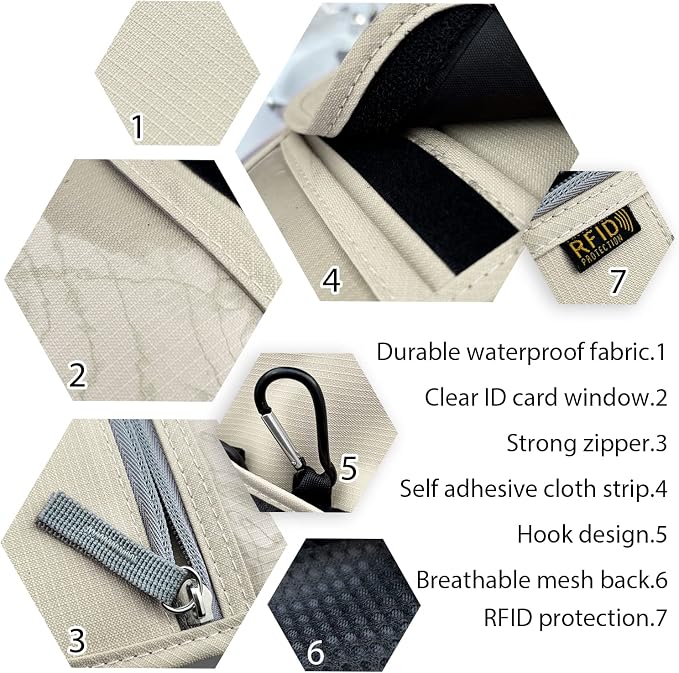 Travel Neck Wallet, RFID Blocking Passport Holder with Adjustable Neck Strap for Men and Women to Keep Cash, Credit Cards and Travel Documents Safe - Beige