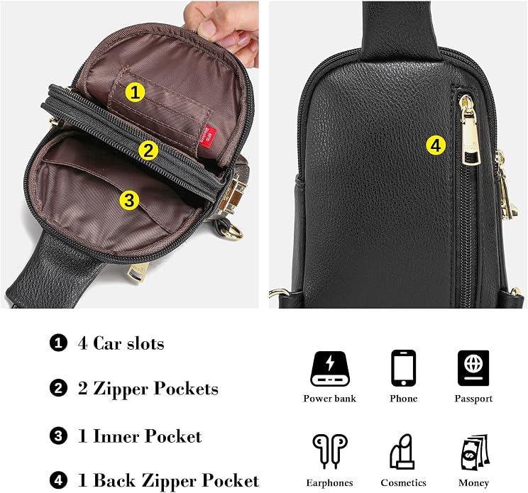 Lightweight Small Crossbody Sling Bag for Women | Mini Travel Purse,Multi-pocket with Card Slots,Durable Vegan Leather,Everyday Carry