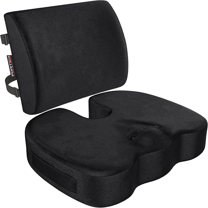 FORTEM Seat Cushion, Office Chair Cushion, Lumbar Support Pillow for Office Chair, Memory Foam Car Seat Cushions, Sciatica Coccyx Tailbone Pain Relief, Cushions for Back Support, Washable, Non Slip XL