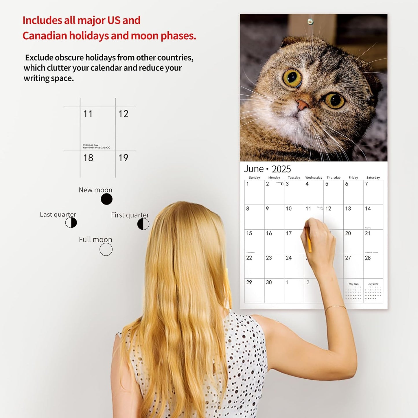2025 Wall Calendar,Funny Calendar 2025, January 2025 - December 2025, Wall Calendar Funny Animal Memes, 12" x 24" Opened, Full Page 12 Months Thick Paper for Gift Calendar Organizing Planning
