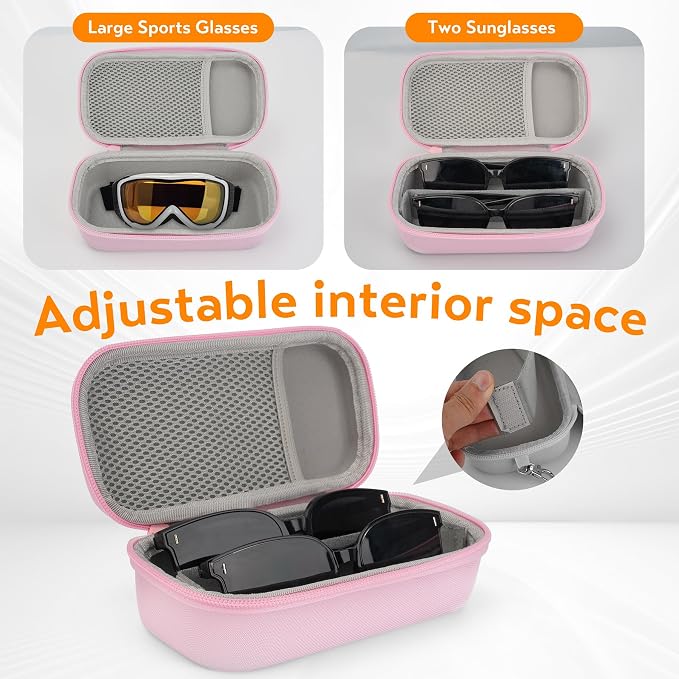 Double Eyeglasses Case, Hard Shell Dual Glasses Case Travel Sunglasses Organizer for Men Women