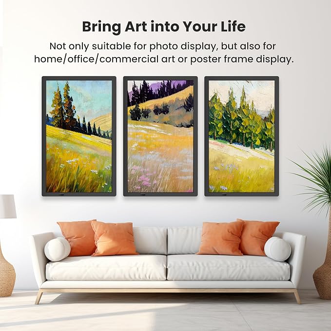 FANGOR 21.5" Large Digital Picture Frame 64GB, WiFi Photo Frame 1920x1080 FHD IPS Display with Remote Control, Auto-Rotate, Wall Mounted, Share Photos/Videos Via Uhale App/USB/SD (No Touch Screen)