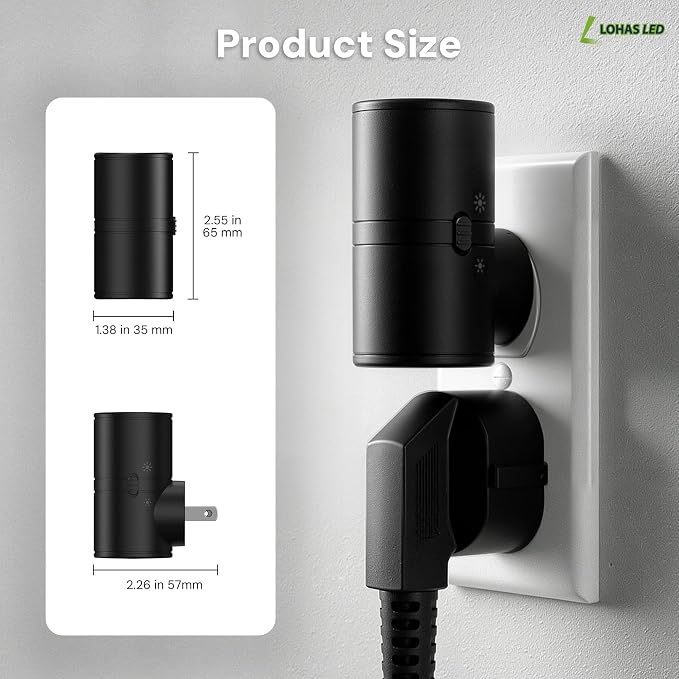 L LOHAS LED Night Light, Mini Night Lights Plug into Wall, Light Sensor, 2 Level Brightness, Soft White 3000K, Rotating Nightlight Plug in Wall for Adult Kids Hallway Bedroom Bathroom Stairway, 1 Pack