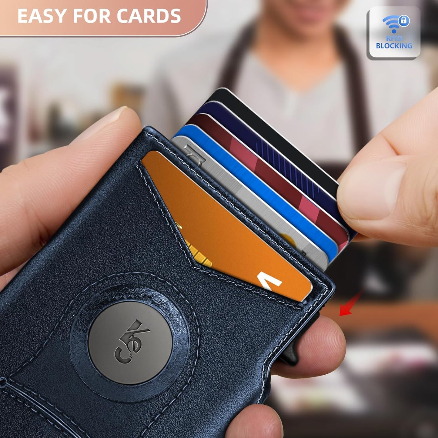KEMISANT Airtag Wallet Men Gift,Mens Slim Front Pocket Wallet Money Clip Standard or Apple Airtag Use 3.8"×2.8"×0.9"