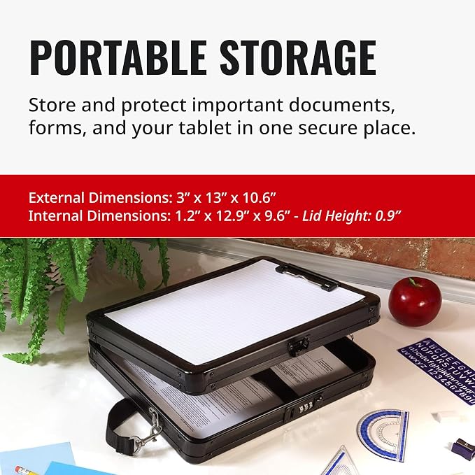 Vaultz Locking Deluxe Tablet and Laptop Case, Tactical Black, VZ03760 | Secure key lock design protects tablets and laptops while traveling, durable deluxe construction built for daily use