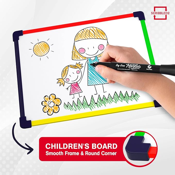 SCRIBBLEDO Colored Frame Magnetic Dry Erase White Board 9" X 12" WHITEBOARD Art Coloring White Board for Kids Car Airplane Travel Essentials Kids Travel Accessories Games