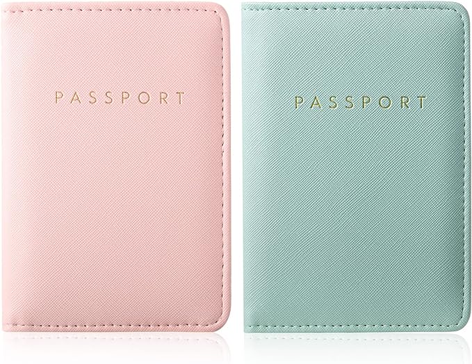 2 Pcs Passport Cover Holder for Travel Waterproof Leather Passport Wallet Case Book Travel Cruise Essentials for Women Men | 2 Pieces