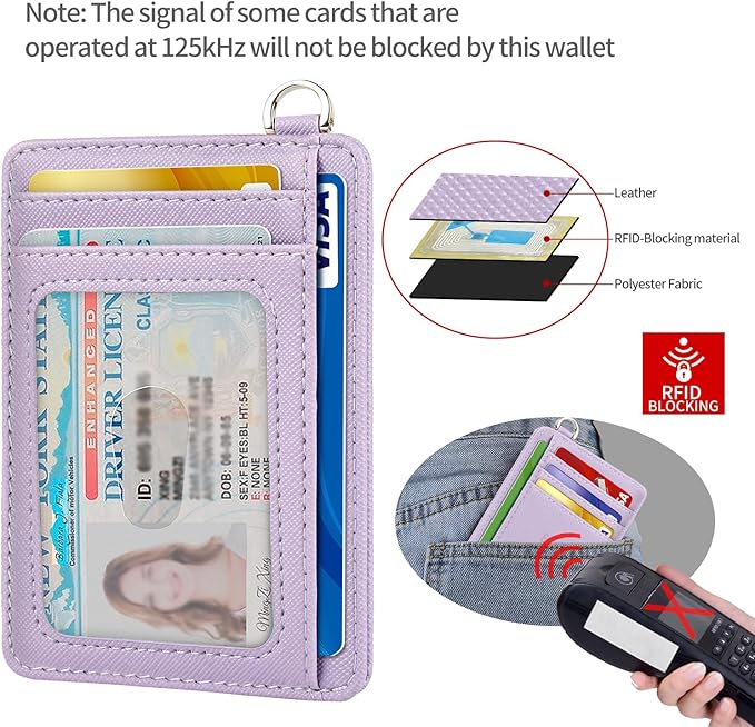 Slim Minimalist Front Pocket Wallet, RFID Blocking Credit Card Holder Wallet with Detachable D-Shackle for Men Women