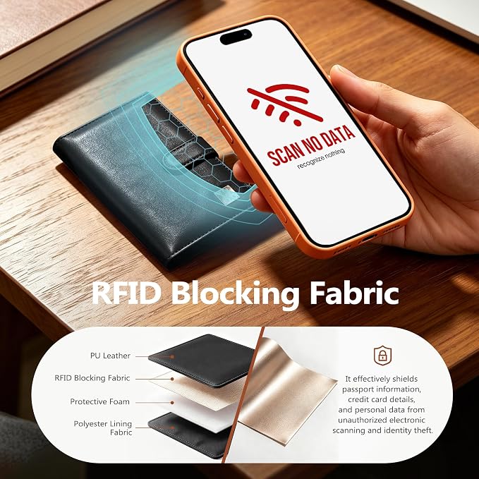 Veki Passport Holder for Travel, RFID Blocking Passport Cover, Black | Passport Wallet, RFID Blocking, PU Leather, Durable Passport Case with Card Holder, Pen Slot, Travel Essentials for Women Men
