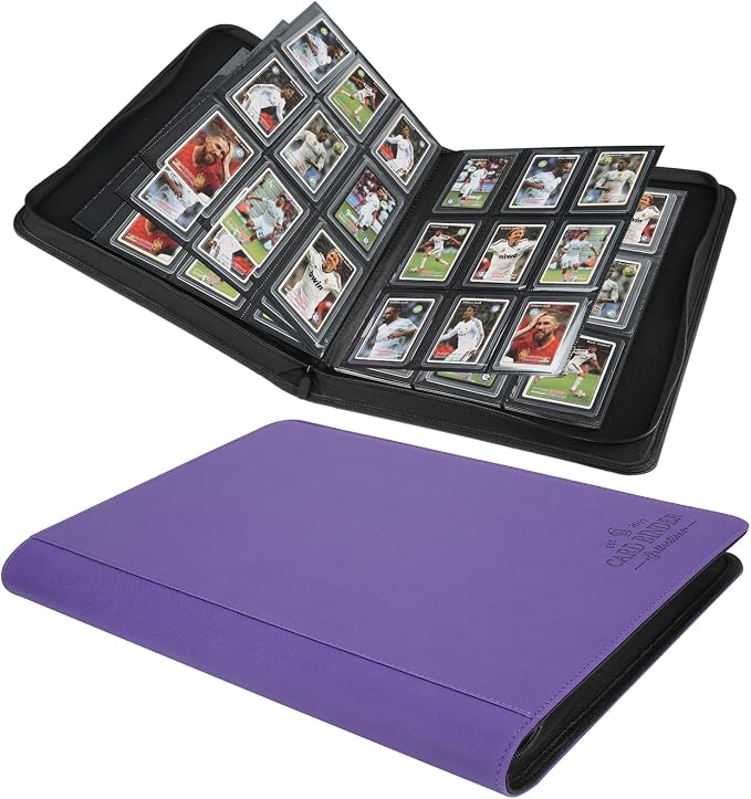 Toploader Binder,Toploader Hard Cases, 9-Pocket Pages Sleeves Hold up 288 Cards.Toploader Card Binder with Sleeves for “3×4” rigid，Card Holder(purple)