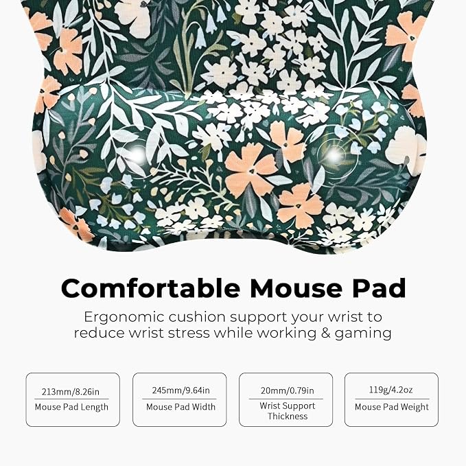 EooCoo Ergonomic Mouse Pad with Wrist Rest, Memory Foam Support Mousepad | Non-Slip Base for Computer, Cafe, Home & Office, 9.64 x 8.26 in Office Desk Accessories, Carpal Tunnel Relief