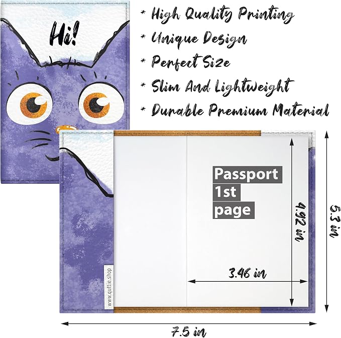 Passport Cover for Kids, Women and Men, Cute Travel Passport Holder (Cat Face)