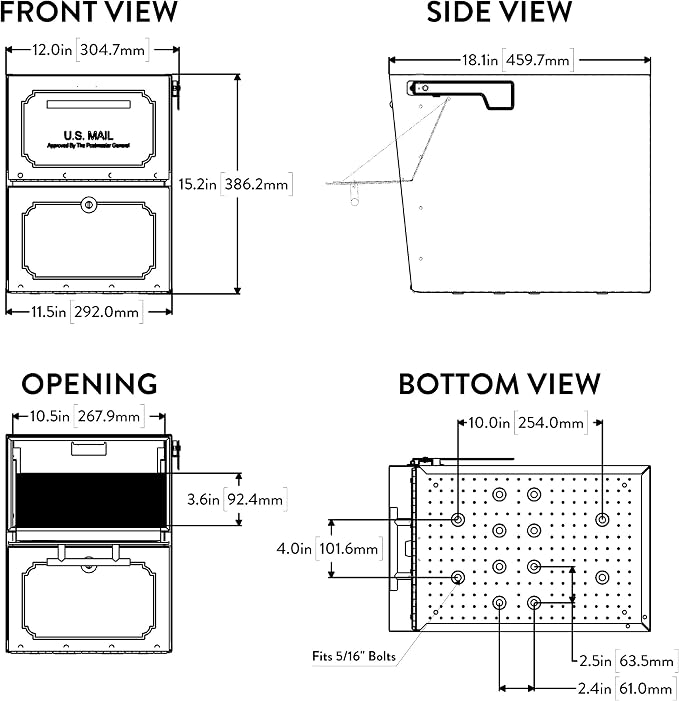 Architectural Mailboxes Oasis Classic Large High Security Parcel Mailbox, White | Galvanized steel build with a secure steel cam lock, magnetic door closure, and hopper delivery door. USPS approved.
