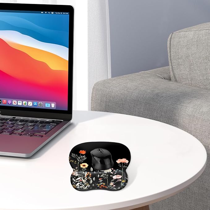 EooCoo Ergonomic Mouse Pad with Wrist Rest, Memory Foam Support Mousepad | Non-Slip Base for Computer, Cafe, Home & Office, 9.64 x 8.26 in Office Desk Accessories, Carpal Tunnel Relief