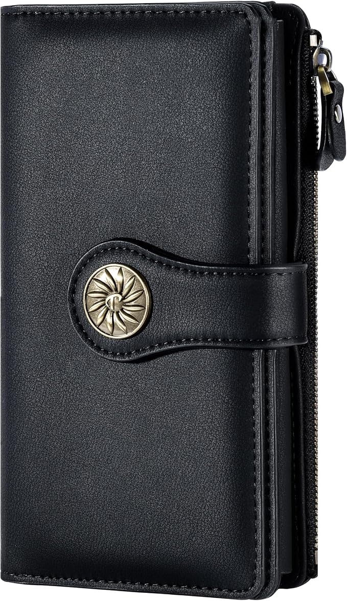 Travelambo Women's Wallet RFID Blocking Trifold Clutch Large Capacity Credit Card Holder Travel Purse | RFID