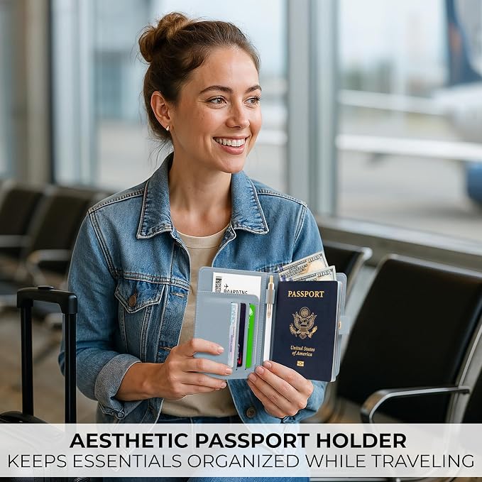Beautiful Passport Holder for Travel – Cute Cover with Pen Holder to Keep Your Travel Documents Organized & Safe – Quality Passport Wallet for Women & Men and Great for Gifting
