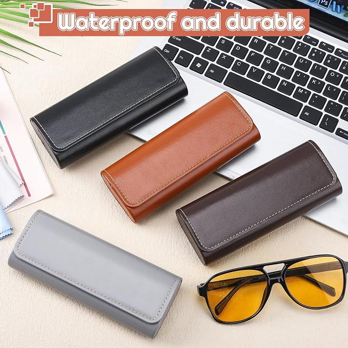 4Pack Glasses Case, Eyeglasses Case Hard Shell, Lightweight Portable Case for Sunglasses Eye Glasses Case with Cleaning Cloth Unisex
