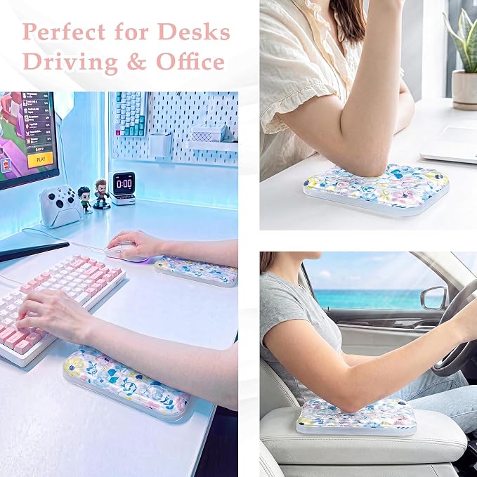 Ospelelf Gel Elbow Rest Pad, Ergonomic Arm Support for Desk, Daisy | Gel-filled Comfort for Summer Heat, Waterproof & Easy-clean, Ideal for Office Computer Use, Size: 6.29" × 4.33" × 0.98"