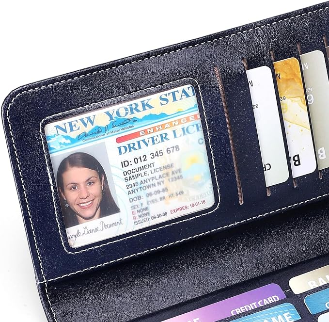 SENDEFN Wallets for Women Leather Credit Card Holder with RFID Blocking Large Capacity Wristlet | with RFID Blocking