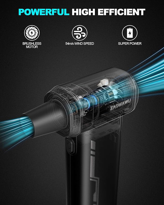 Electric Air Duster - 150000RPM Keyboard Duster for PC Cleaning, Cordless Compressed Air Duster Replaces Canned Air, 3-Gear Rechargeable Electronics Cleaner for Laptop, Car, Home & Office