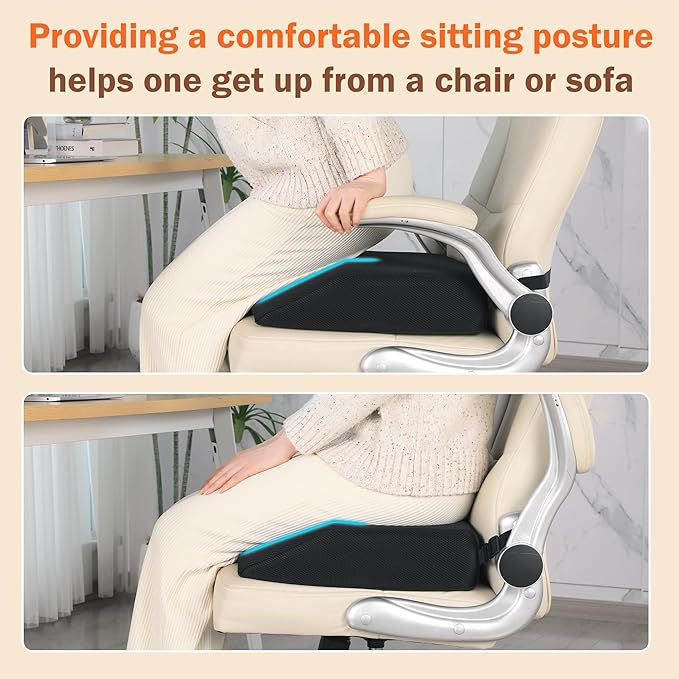 ROYALAY Hip Cushion Post Surgery with Breathable Cover, Memory Foam Hip Replacement Kit After Surgery, Seat Cushion with Anti-Slip Bottom, Chair Cushions for Elderly